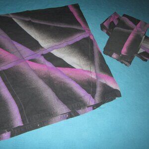 Vintage Set of 3 Euro Cotton Pillowcases Square Black Purple Abstract Pattern